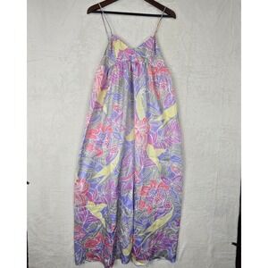 Vintage Mary McFadden Designer Colorful Silky Satin Slip Maxi Dress Sz M Neiman